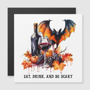 Invitación Magnética Come Bebe y Sé Espantoso Otoño Halloween Murciélag