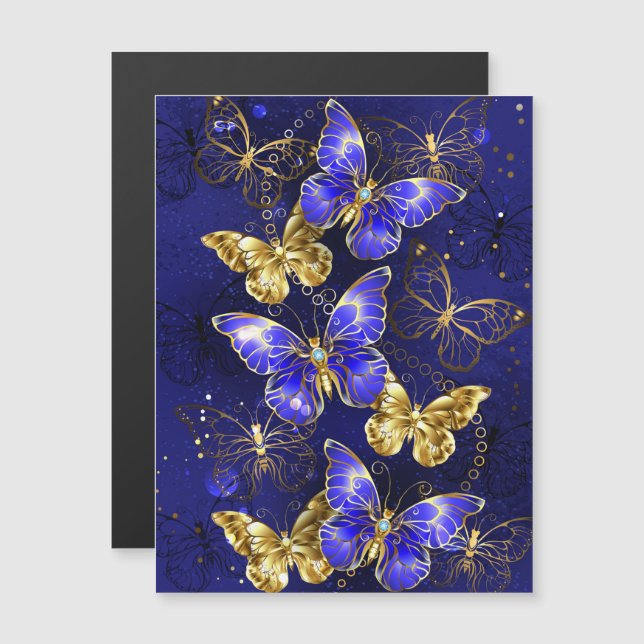 Invitación Magnética Composición con mariposas de zafiro (Anverso/Reverso)