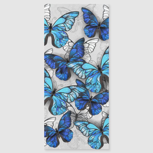 Invitación Magnética Composición de las mariposas blancas y azules (Anverso)