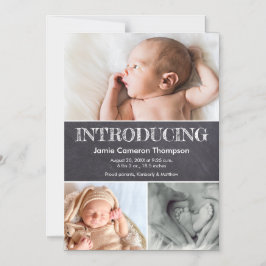 Invitación Magnética Composición multifoto de Chalkboard Nacimiento beb