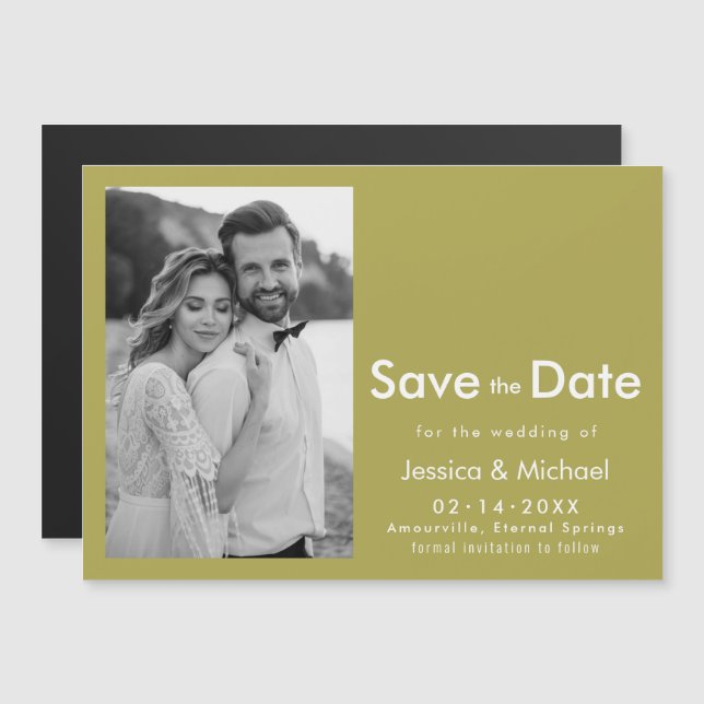 Invitación Magnética 💍 Con foto Guardar la fecha (Anverso/Reverso)