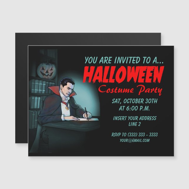 Invitación Magnética Conde Drácula Halloween (Anverso/Reverso)