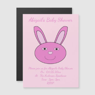 Invitación Magnética Conejito Cara de Niña Bebé Rosa Pascua de Resurrec