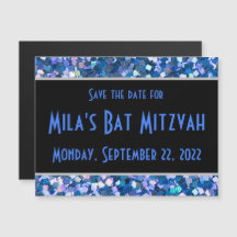 Confetti Blue Save The Date Magnet