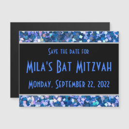 Invitación Magnética Confetti Blue Save The Date Magnet