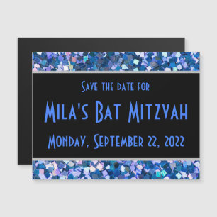 Invitación Magnética Confetti Blue Save The Date Magnet