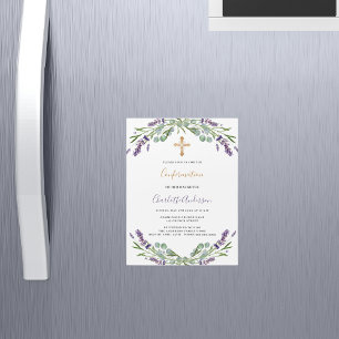 Invitación Magnética Confirmación de vegetación de flores violetas de L