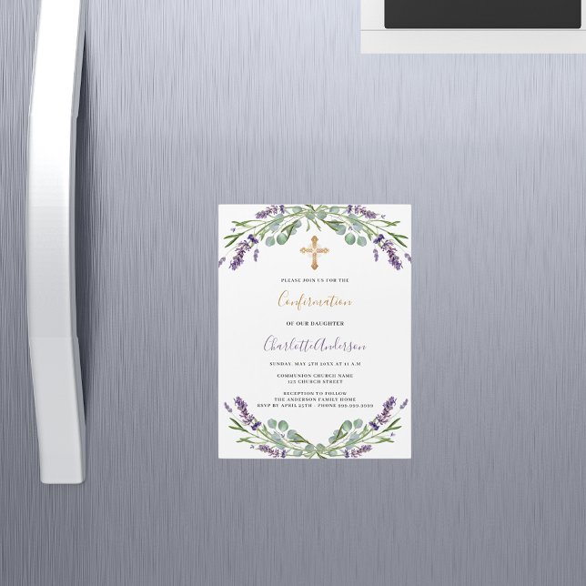 Invitación Magnética Confirmación de vegetación de flores violetas de L (Subido por el creador)