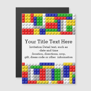 Invitación Magnética Construir Blocks Primarios de color Cumpleaños/Fie