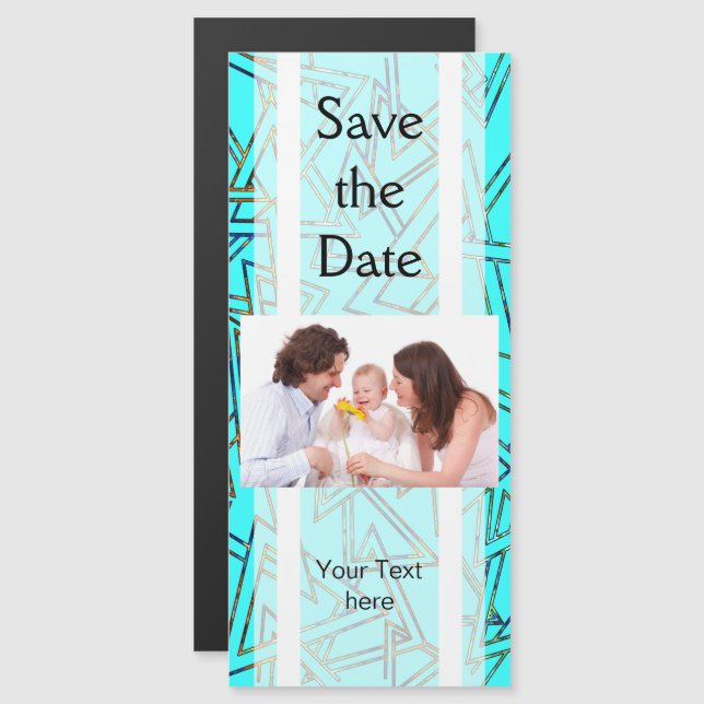 Invitación Magnética contorno de patrón triangular + su fondo. e ideas (Anverso/Reverso)