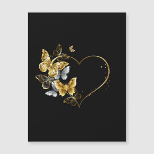 Invitación Magnética Corazón con mariposas doradas