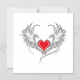 Invitación Magnética Corazón de Ángel Rojo con alas