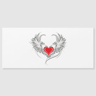 Invitación Magnética Corazón de Ángel Rojo con alas