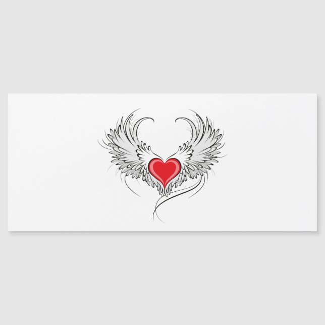 Invitación Magnética Corazón de Ángel Rojo con alas (Anverso)