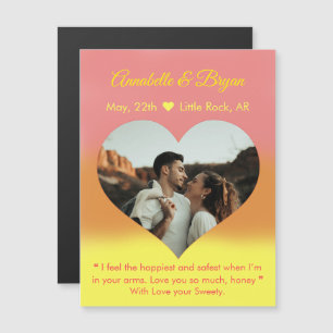 Invitación Magnética Corazón de foto de pareja romántica con fecha y no