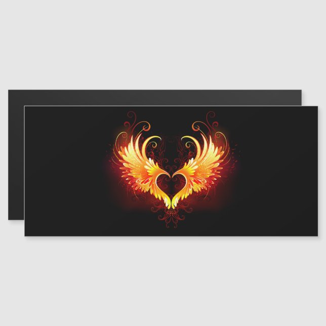 Invitación Magnética Corazón de Fuego Ángel con Alas (Anverso/Reverso)