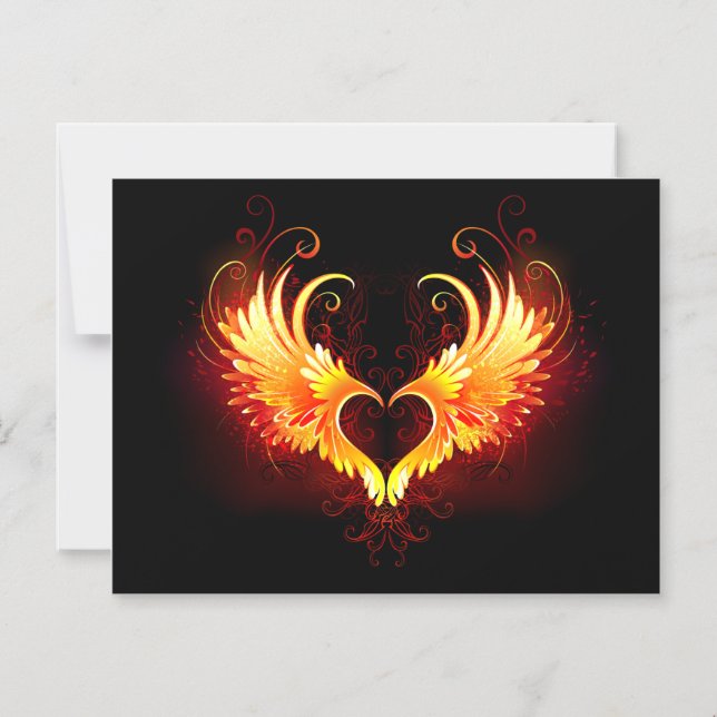 Invitación Magnética Corazón de Fuego Ángel con Alas (Anverso)