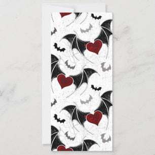 Invitación Magnética Corazón de Halloween con alas de murciélago negras