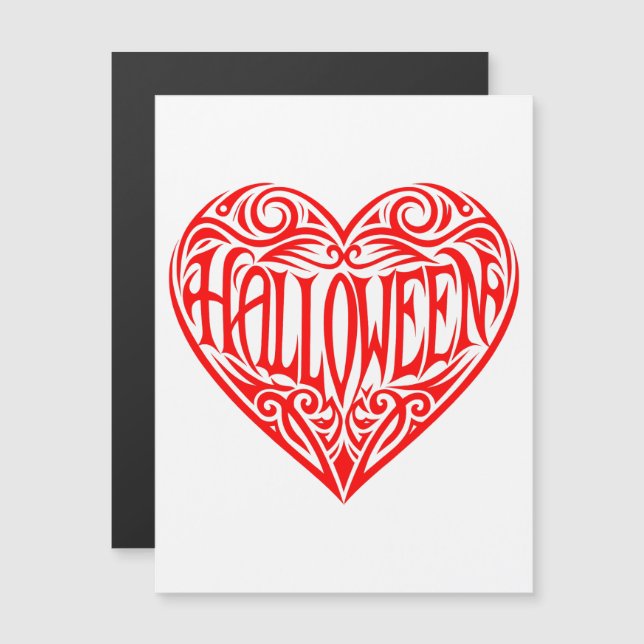 Invitación Magnética Corazón de Halloween, Corazón Rojo, Festividad (Anverso/Reverso)