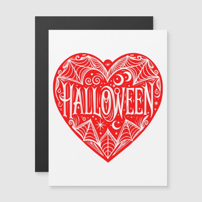 Invitación Magnética Corazón de Halloween, corazón rojo, festivo (Anverso/Reverso)