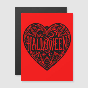 Invitación Magnética Corazón de Halloween, forma de corazón negro, fest