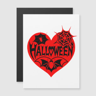 Invitación Magnética Corazón de Halloween, forma de corazón rojo, telar