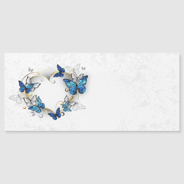 Invitación Magnética Corazón de joyas con mariposas Morfo (Anverso)