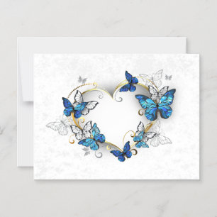 Invitación Magnética Corazón de joyas con mariposas Morfo