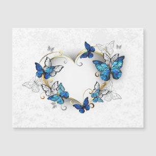 Invitación Magnética Corazón de joyas con mariposas Morfo