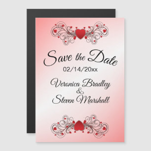 Invitación Magnética Corazones románticos salvan la fecha