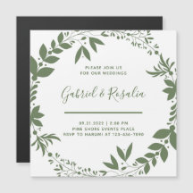 Corona elegante de boda blanca y verde oliva simpl