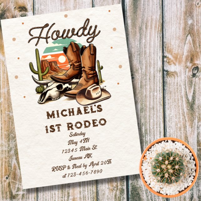 Invitación Magnética Cowboy Western Rodeo Birthday Kids (Subido por el creador)