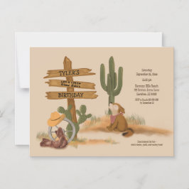 Invitación Magnética Cowboy Wild West Rustic Fun Cumpleaños