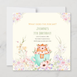 Invitación Magnética Cozy Fox Forest Magical Floral Birthday Invitation