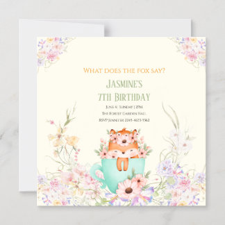 Invitación Magnética Cozy Fox Forest Magical Floral Birthday Invitation