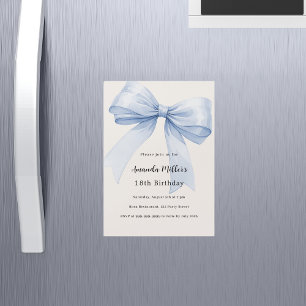 Invitación Magnética Crema azul de color beige de lujo