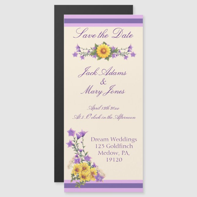 Invitación Magnética Crema de colección Spring Garden (Anverso/Reverso)
