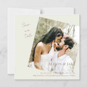 Invitación Magnética Crema fotográfica boda Guardar nuestro texto de or