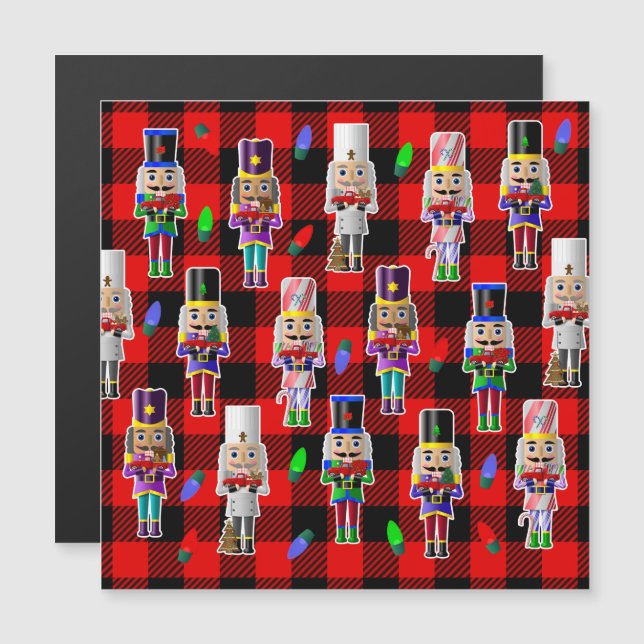 Invitación Magnética Crichales de nueces con pequeños Navidades de cami (Anverso/Reverso)