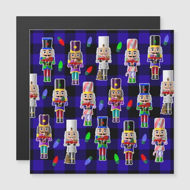 Invitación Magnética Crichales de nueces con pequeños Navidades de cami (Anverso/Reverso)