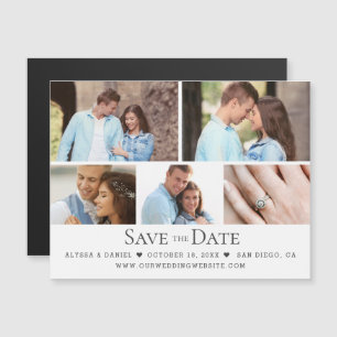 Invitación Magnética Cuadrícula de Fotos Moderna para Anuncio de Boda M