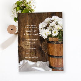 Invitación Magnética Cubo de madera y Boda del Rancho de los Daisies Bl