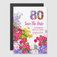 Cumpleaños 80 floral moderno Save The Date