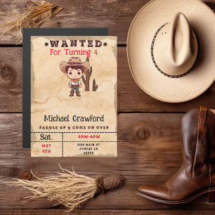 Invitación Magnética Cumpleaños buscado chico Country Western