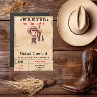 Invitación Magnética Cumpleaños buscado chico Country Western