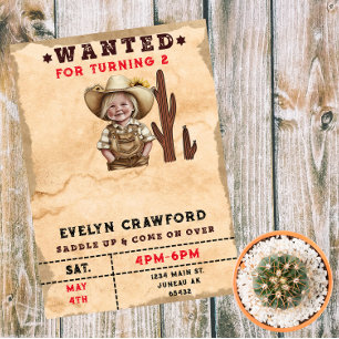 Invitación Magnética Cumpleaños de chica de cactus western country busc