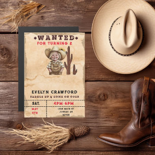 Invitación Magnética Cumpleaños de chica de cactus western country busc