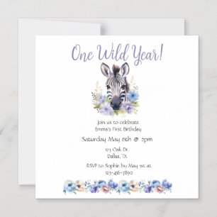 Invitación Magnética Cumpleaños de Floral Zebra