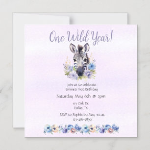 Invitación Magnética Cumpleaños de la Floral Púrpura Zebra