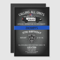 Cumpleaños de la Línea Azul delgada de la policía